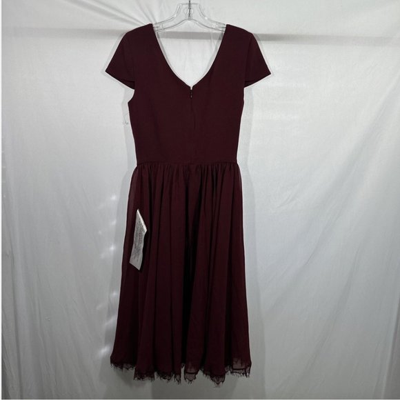 NEW Dress the Population [ XXS ] Corey Chiffon Fit‎ & Flare Dress Garnet #Q416 - Picture 7 of 12